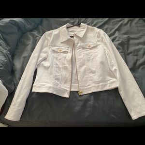 White Jean jacket with gold accents